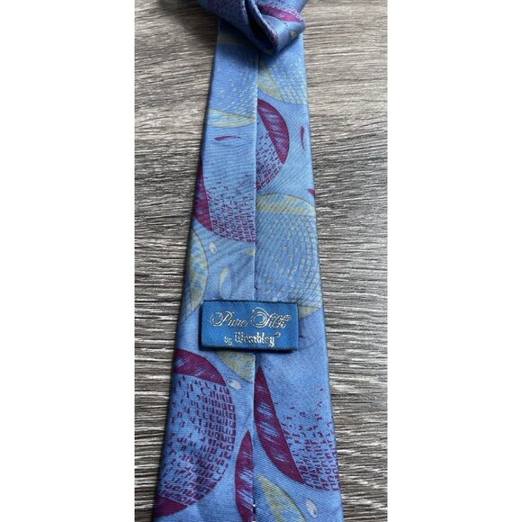 Vintage Wembley Men's Neck Tie Blue Multicolor Round Stripped Pure Silk Tie - Picture 6 of 9